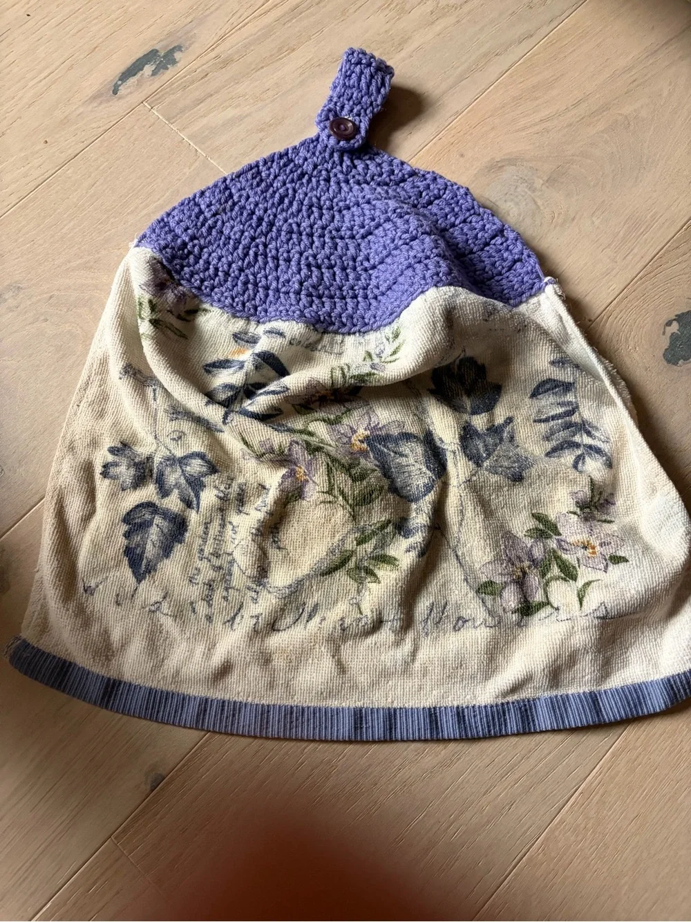 Handmade Purple and yellow Crochet Top Hanging Kitchen Towel - Home Bath